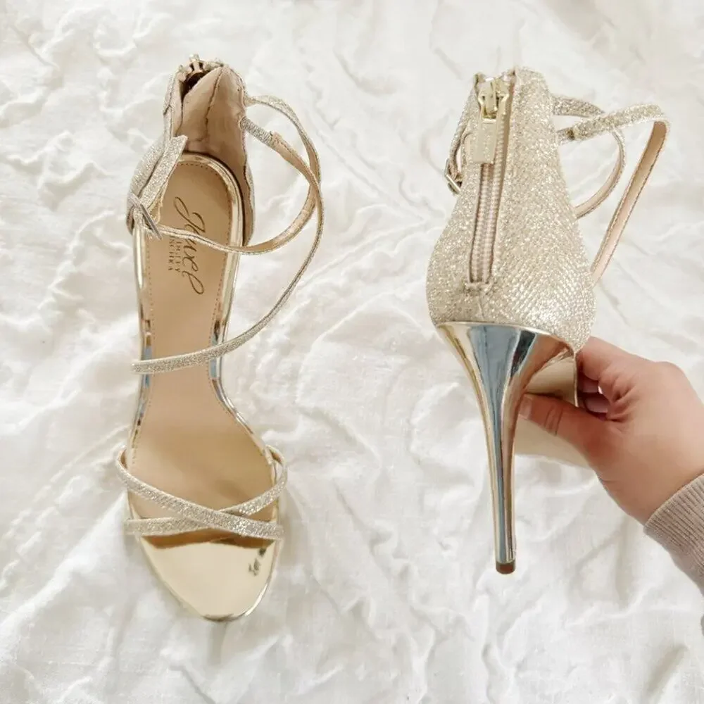 Badgley Mischka Galen Platform Glitter Heels Size 8.5 New $110